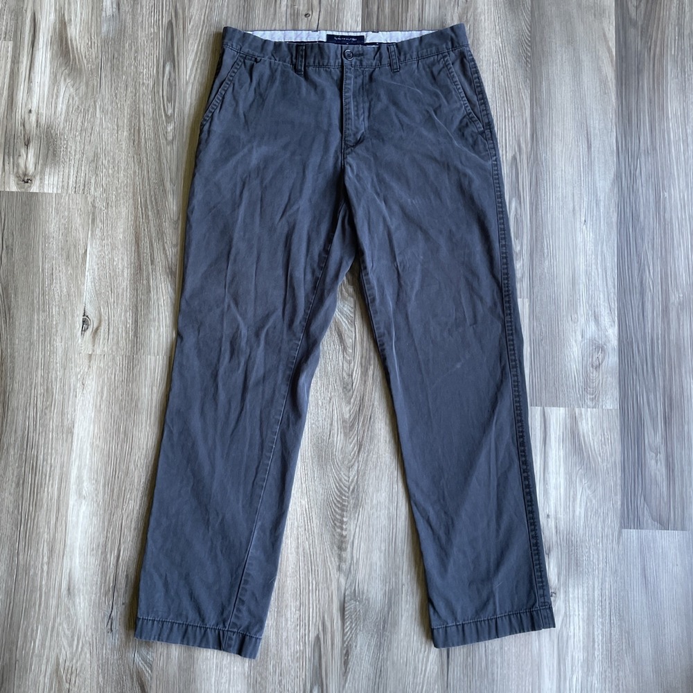 Tommy Hilfiger Premium Pants‎ Men's 33x32 Gray Flat Front Cotton Twill Chino